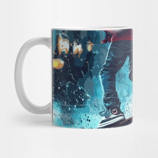 Kickflip in rain Mug